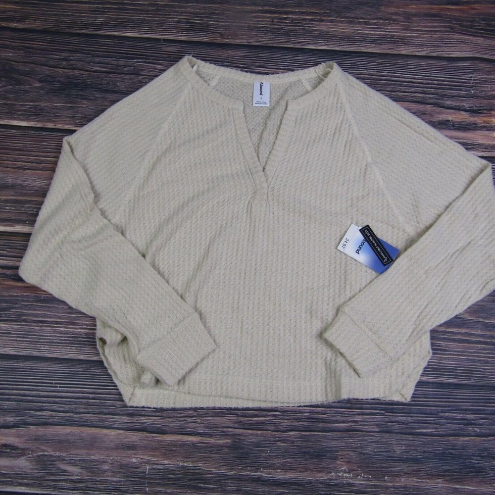 Abound NEW Womens Small Ivory V Neck Knit Sweater Pullover NWT‎